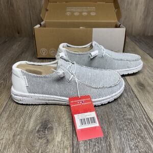 Hey Dude Wendy Sox Stone White Women's US Size 7 Casual Slip On Shoes